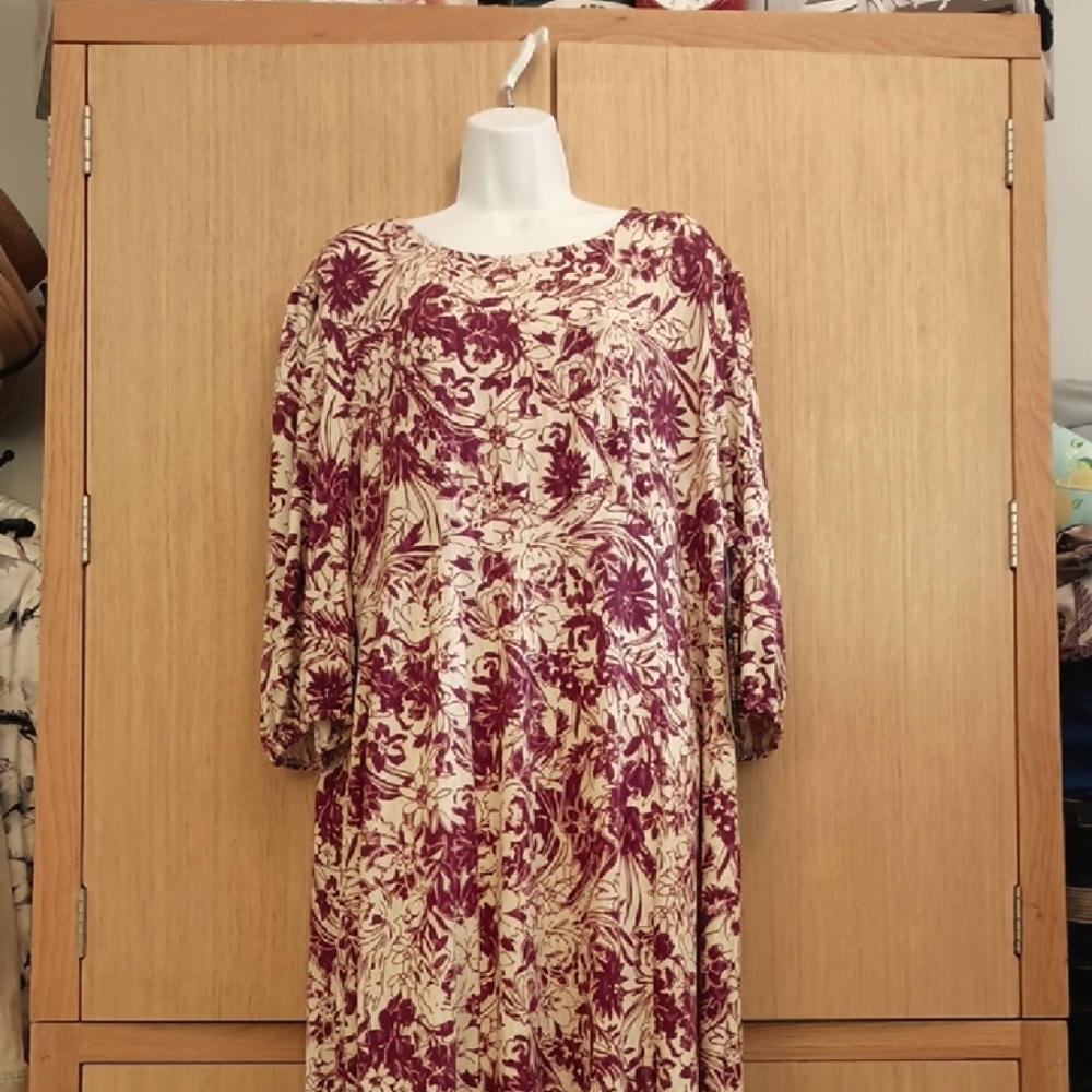 +SZ NWT Cocomo Woman SZ 3X LS Purple Floral Maxi Dress